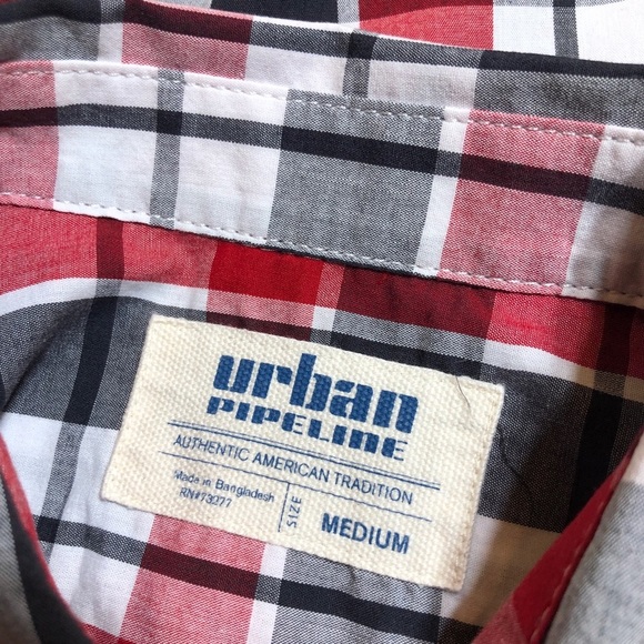 Urban Pipeline Red & Gray Plaid Button Down - Picture 5 of 6